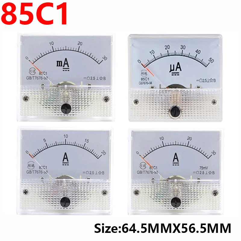 85C1 Amperemeter DC Analog Strommesser Panel Mechanischer Zeiger Typ 1/5/10/20/30/50/100/200/300/500mA A – Detail 16