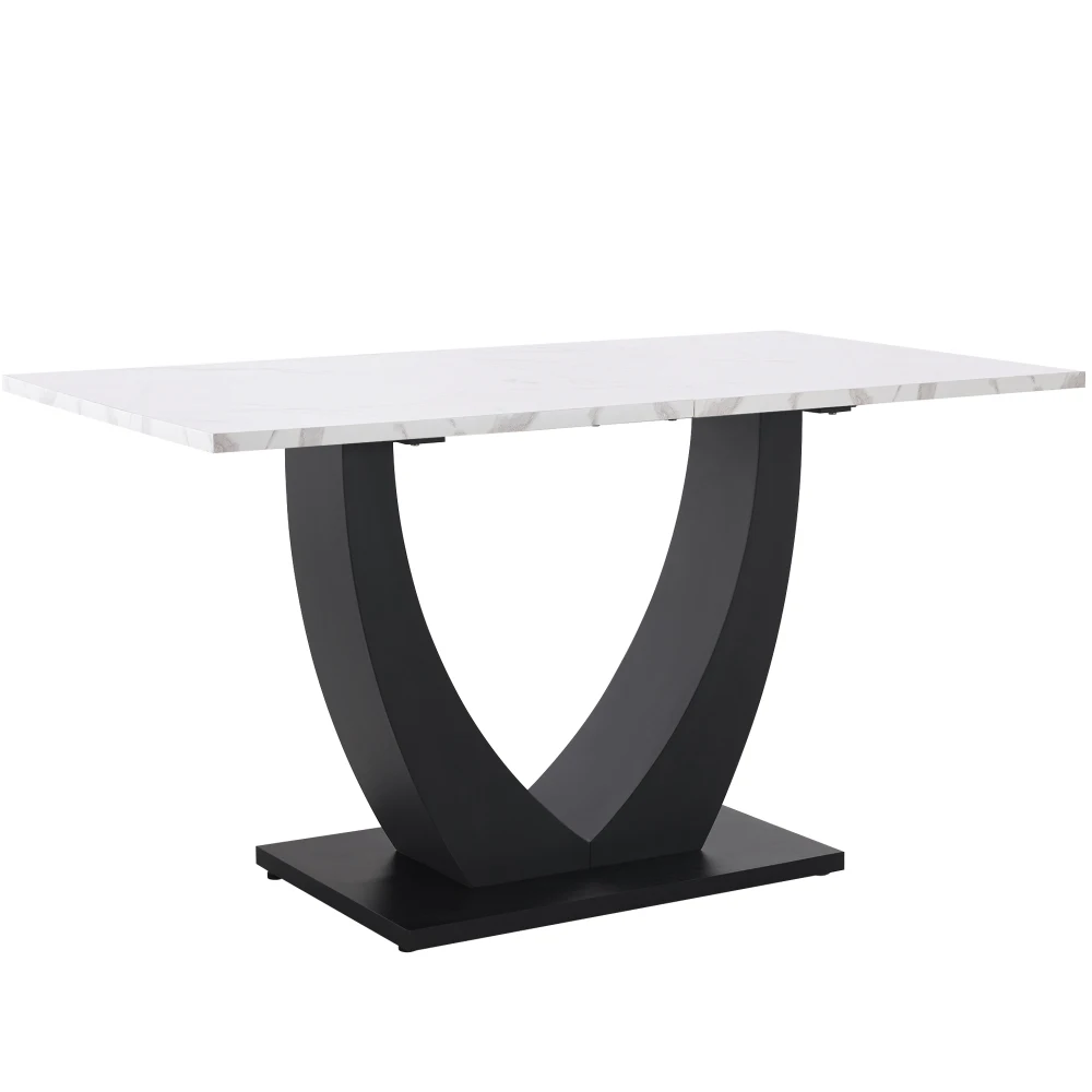 Esstisch-Set (5-teilig), Esstisch-Set mit 4 Stühlen, Küchentisch im U-förmigen Design, marmorierte Arbeitsplatte, Samtstühle – Detail 20