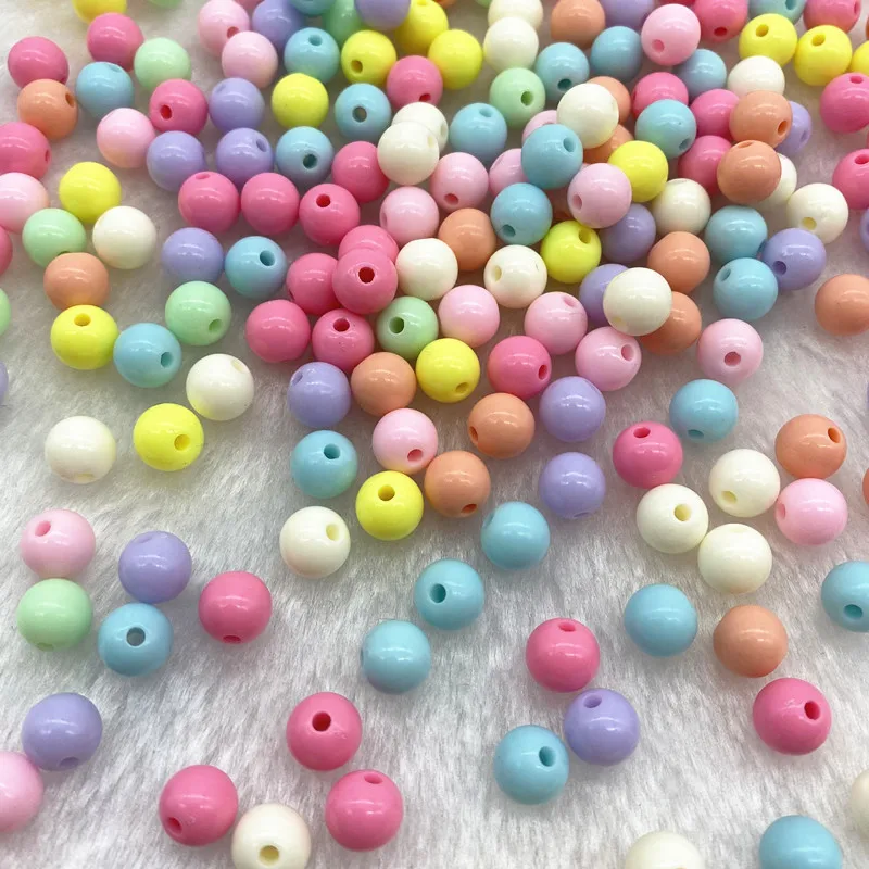 4mm 6mm 8mm Candy-colored Acrylic Beads Round Beads for DIY Clothing Accessories Bracelet Beaded Earrings