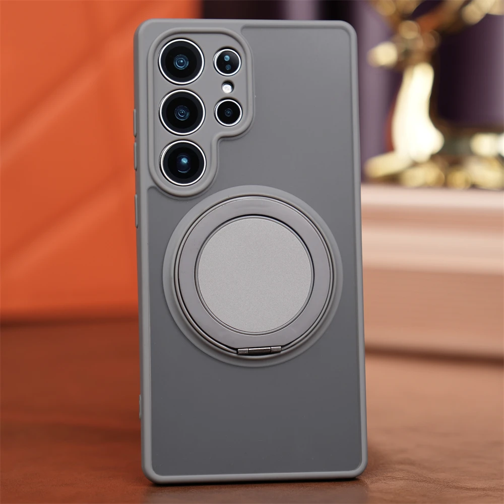 Matte Magnetic Rotating Phone Case with Translucent Cover