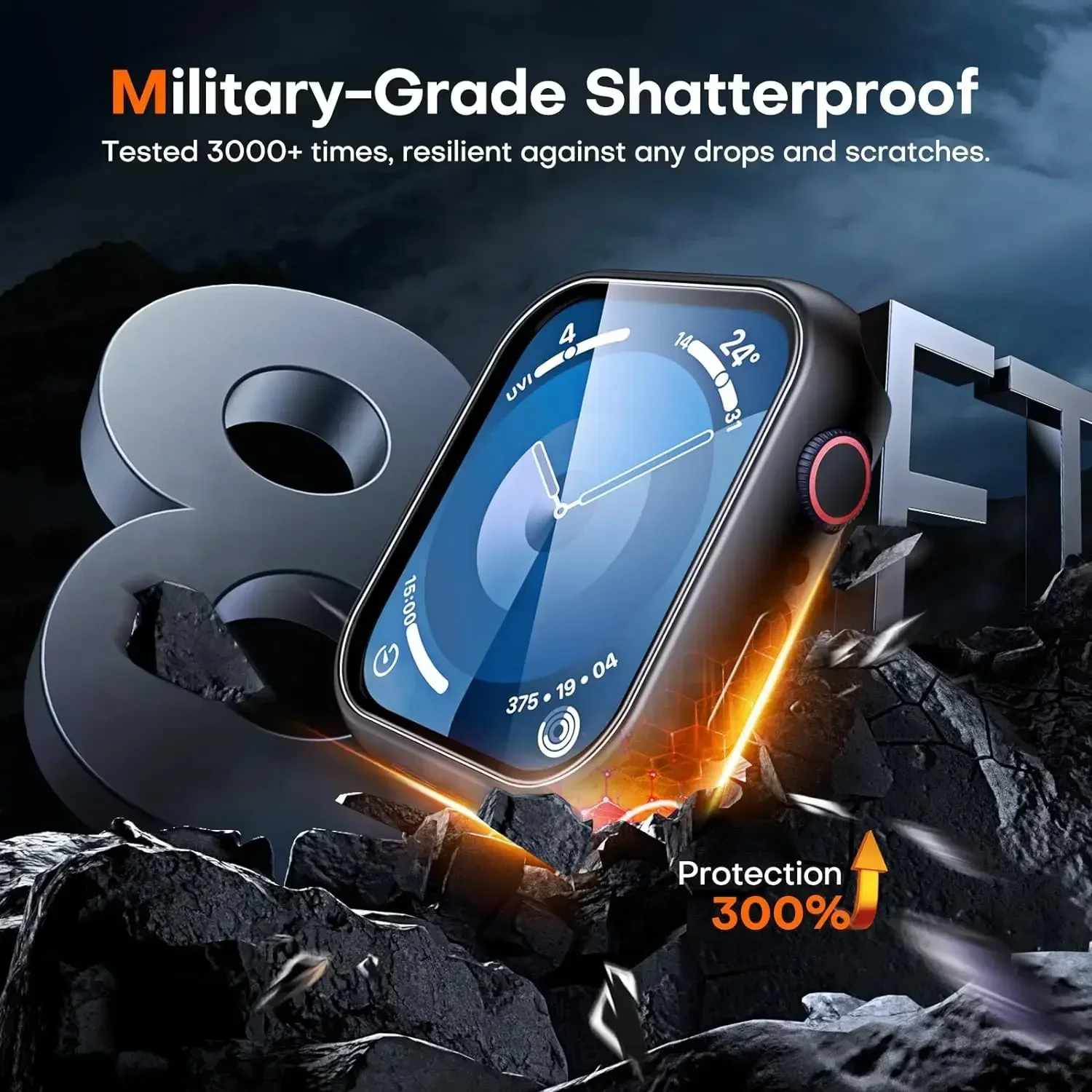 애플워치 시리즈 10 9 8 7 6 5 SE 46mm 45MM 41MM 42mm 40mm 44MM 강화유리 케이스 2개, 스크린 보호필름 포함 액세서리