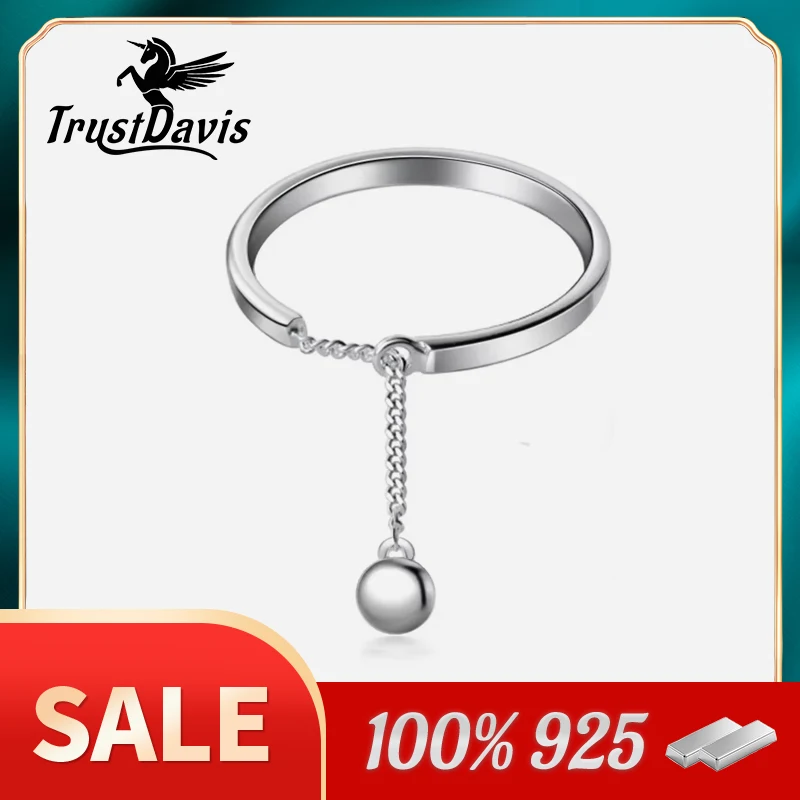 925 Sterling Silver Beads Chain Open Finger Ring For Women Girls Sterling Silver Jewelry Gift silver rings,silver ring