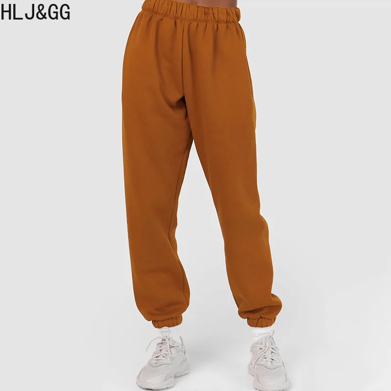 HLJ&GG Fall Winter Women Jogger Pants Casual Solid Color High Waisted Sweatpants Female Matching Sporty Trousers Bottoms 2023