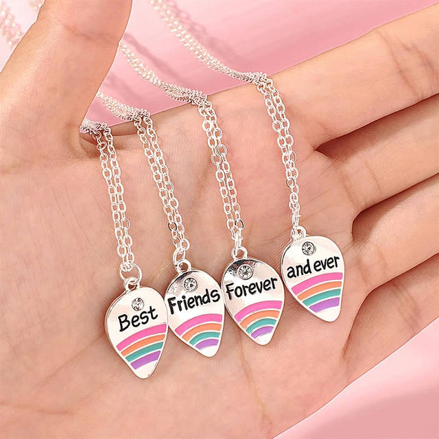 Juego de 4 unids/set de colgante de arcoíris para niña, mejores siempre y para siempre, collar BFF, joyería amistad, para niña _ - AliExpress Mobile