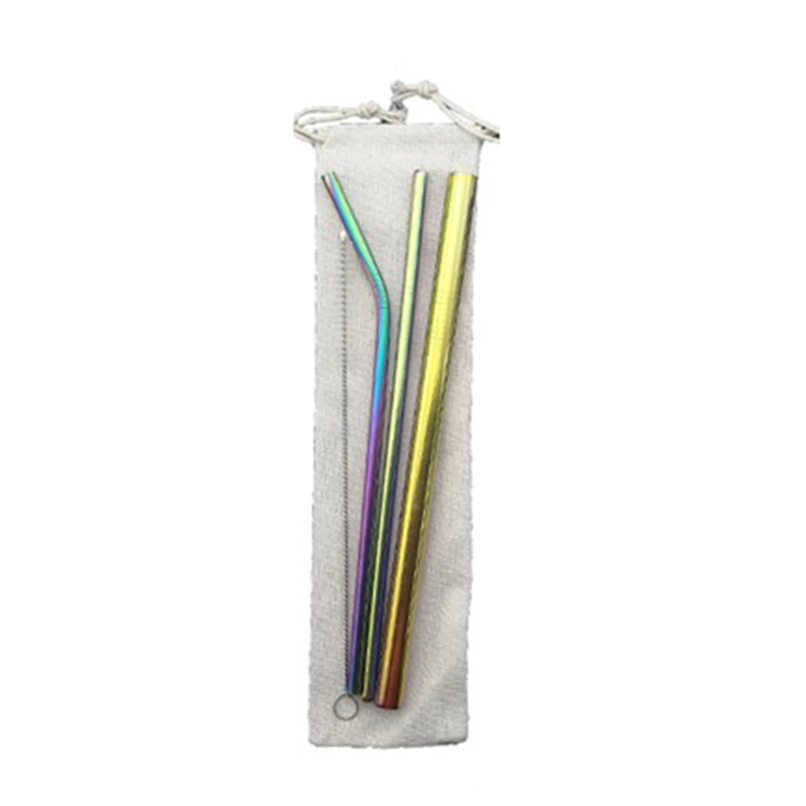 

5 Piece Stainless Steel Straw Set With 3 Customized Straws And Straw Brush Carrying Pouch
