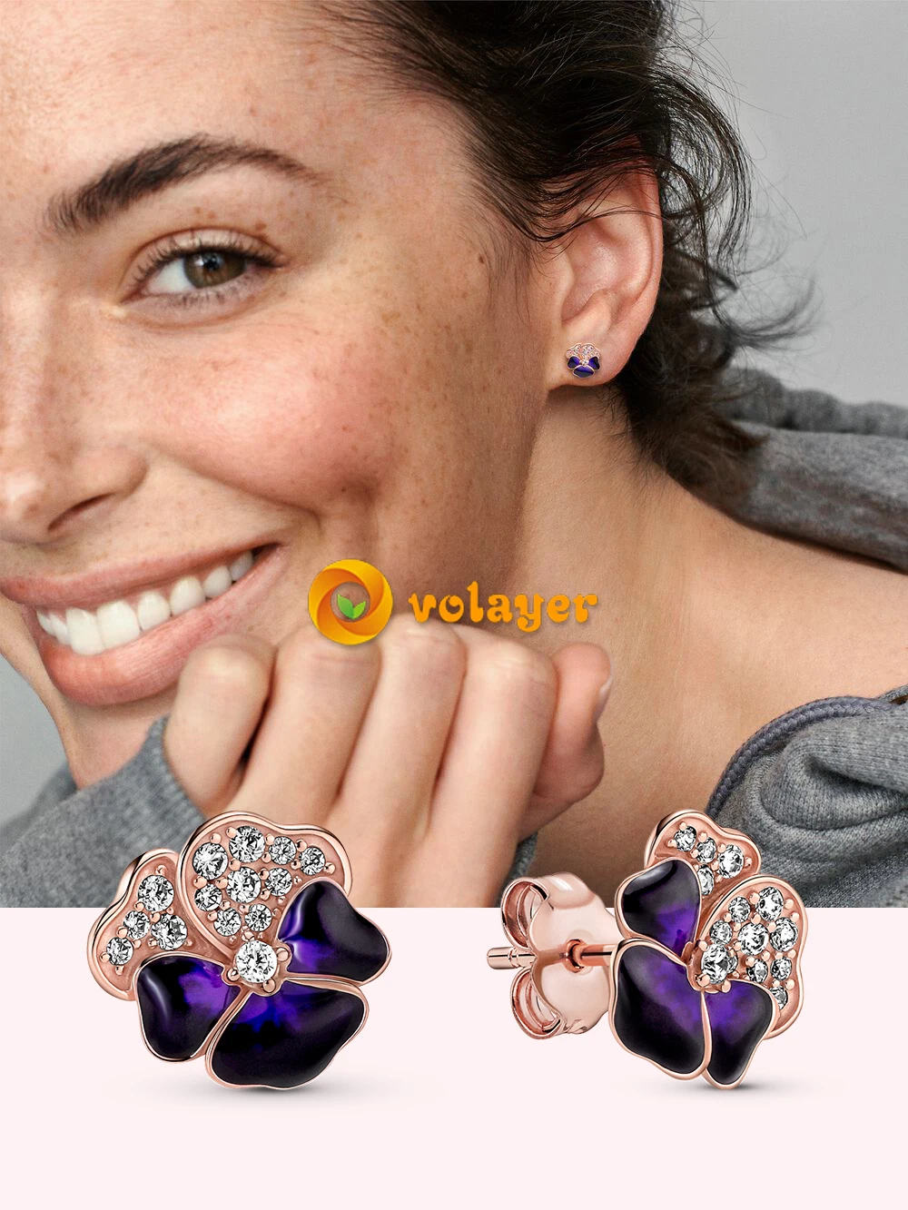 bracelet 2022 New Earrings Volayer 925 Silver Family Tree Angel Wing Daisy Heart Pansy Butterfly Stud Earrings Women Hoop Earrings wedding rings for women