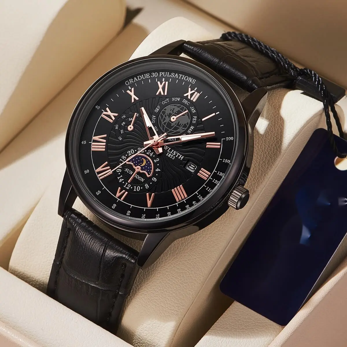 2023 Nieuwe Hot Selling Casual Fashion Belt Herenhorloge Waterdicht Glow Herenhorloge Temperament Kalender Horloge Quartz Horloge_voghion.com