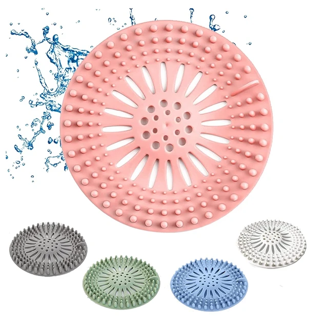 5 Pack Hair Drain Catcher, Silicone Shower Drain Cover Silicone Hair Catchers for Shower Raised Round Drain Cover with Suction Cup Bathtub Drain Cover