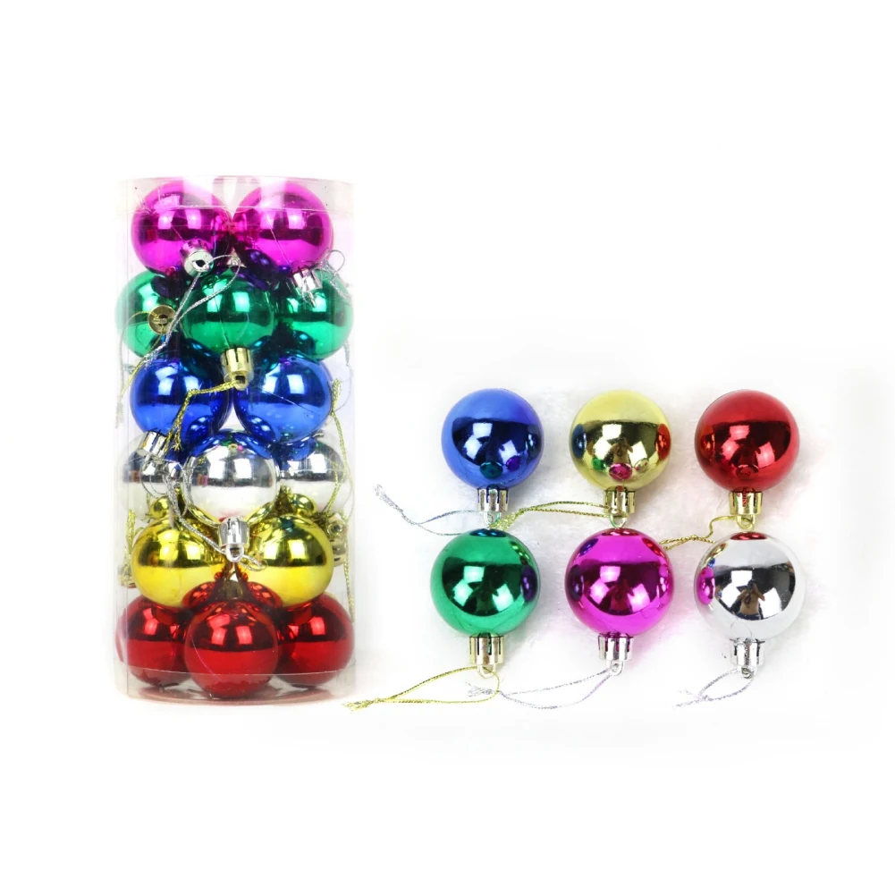 Colored Christmas Balls Decoration Living Room Garden Ornaments Mini Glitter Ball Door Wall Xmas Tree Decor Supplies 24 Pack Set