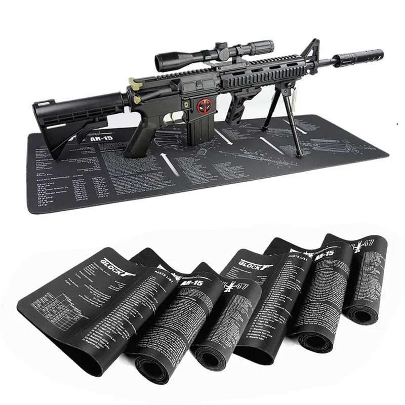 Gun Cleaning Mat Mouse Pad Parts Diagram Instructions Armorers Bench Mat Repair Build Tool AR15 AK47 GL 1911