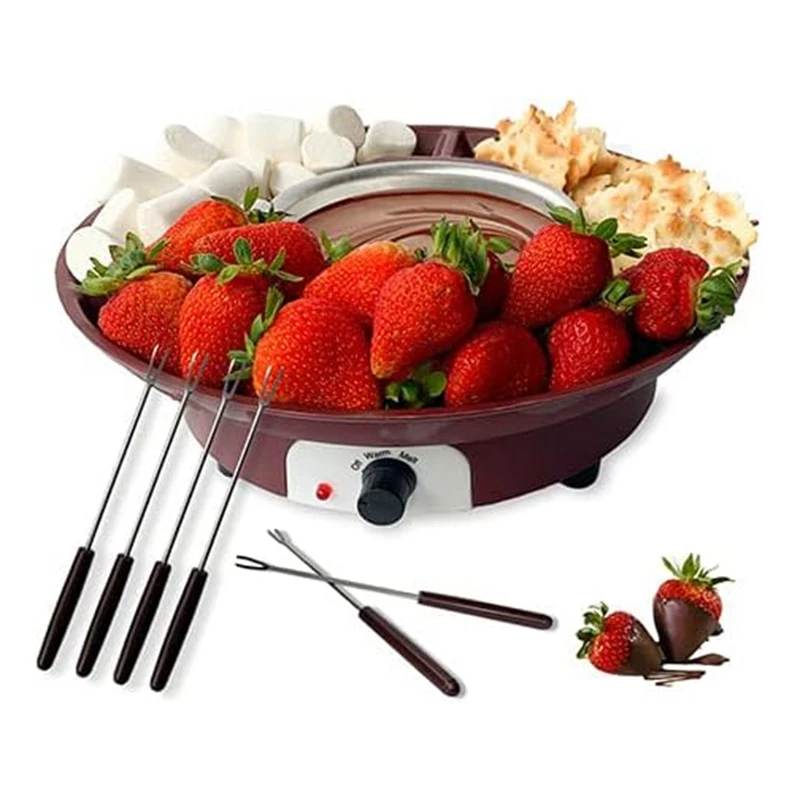 

Fondue Pot Set,Electric Chocolate Fondue Maker With 4 Forks, Cheese Melting Fondue Machine Kit,Temperature Ctrol.US Plug Durable