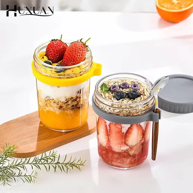 350ML Overnight Oats Containers with Lids and SpoonMason Jars for