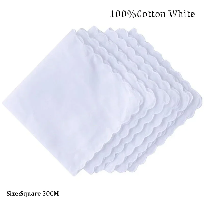 Popular 100%Cotton white Lady Handkerchiefs Women Handkerchief Children baby girl face hand Towel Party Christmas gift 1