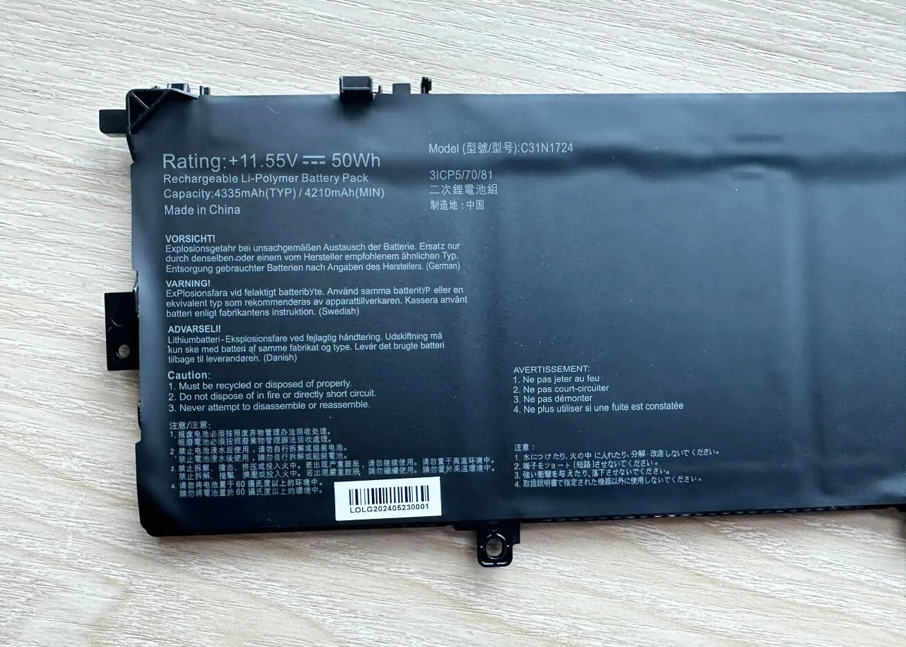 Bateria para Asus Zenbook 13 C31n1724 Ux331f Ux331ual U3100fal Ux331fal-eg017r Série Eg028t 0b20002760400 - Imagem 5