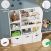 Kids Bookcase and Bookshelf, Multifunctional Bookcase with 5 Storage Cubbies and 3 Movable Drawers,  Toy Storage Organizer 6