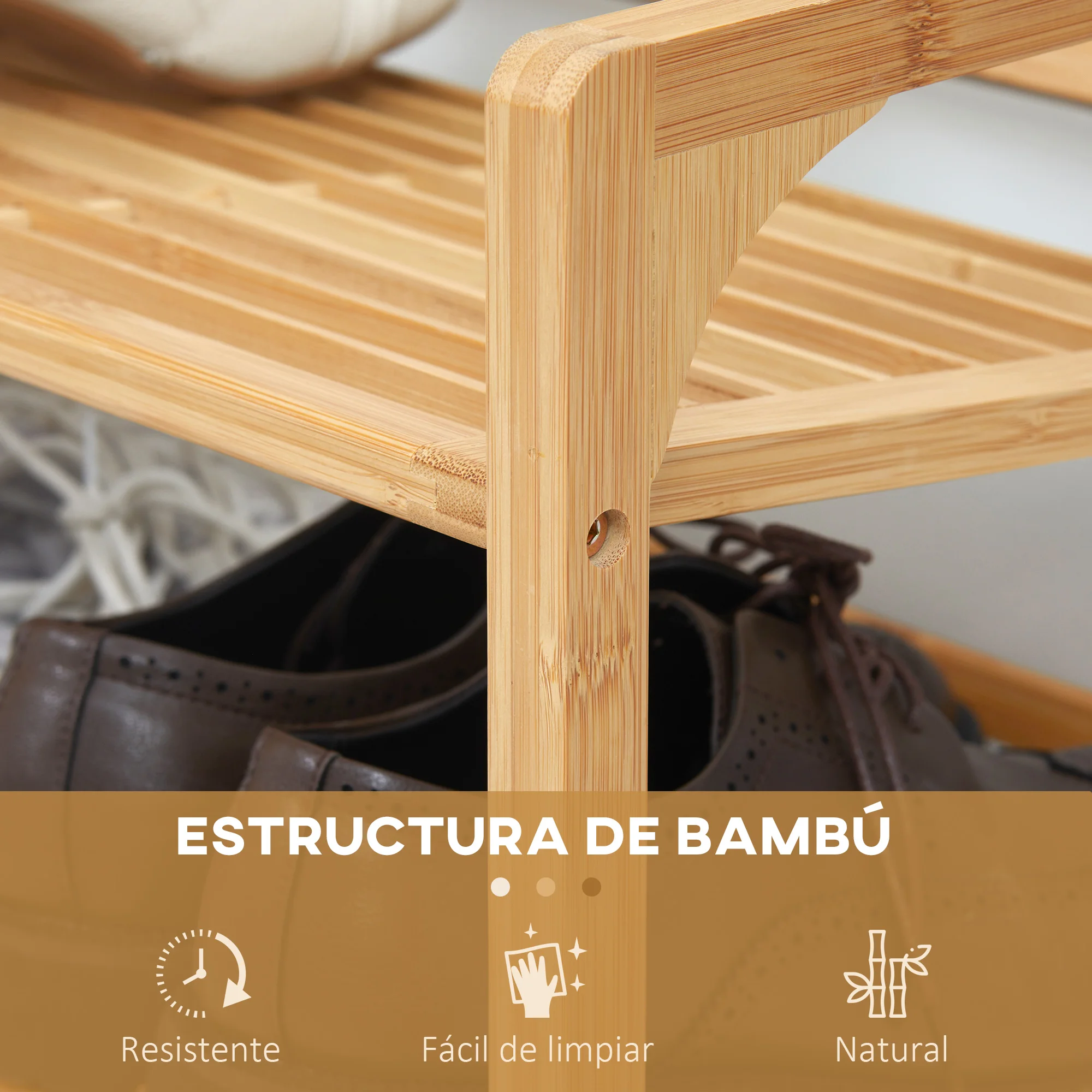 Scarpiera In Bambù 6 Ripiani Impilabile - 68x28x93 Cm, Resistente E Multifunzione Per Ingresso, Corridoio, Camera Da Letto - 3