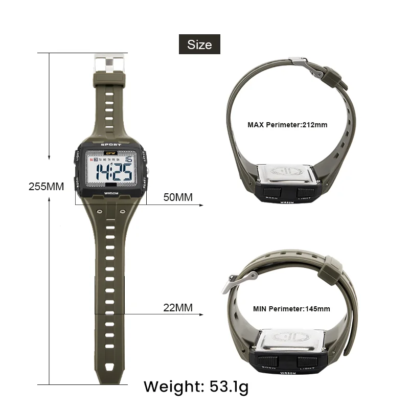 TPW Oversized Digital Watch Big Numbers Easy to Read 5ATM Water Resistant 3