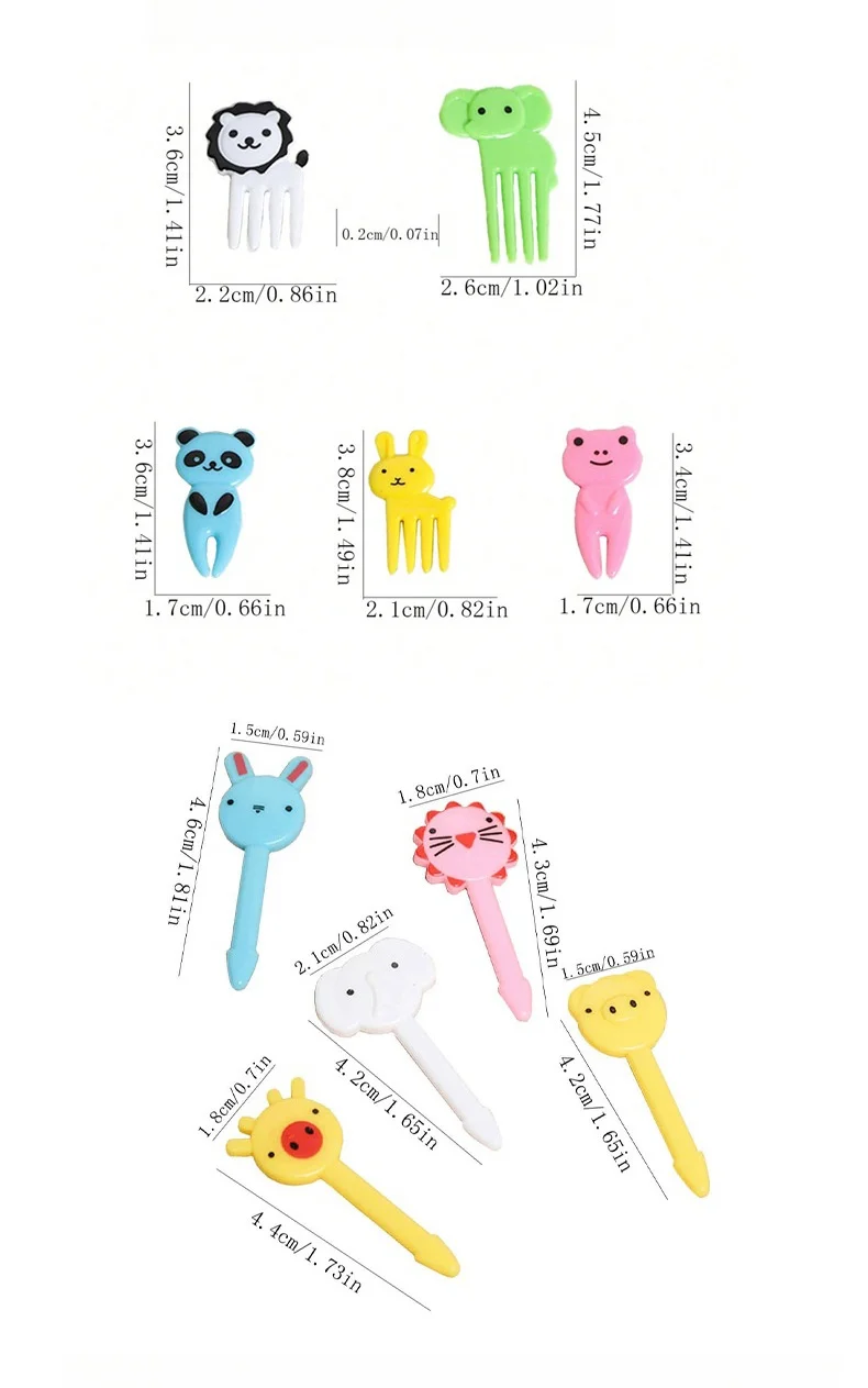 Description Picture 3 of item40PCS Fruit Fork Cartoon Kids Cake Fruit Toothpick Mini Animal Fork Food Grade Plastic Bento Lunch Bento Accessories Party Decor