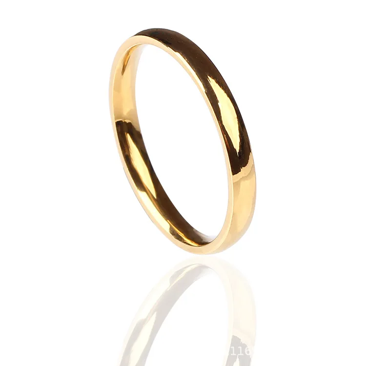 3mm Gold Color Smooth Light Stainless Steel finger rings for women wholesale 4