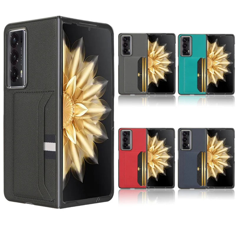 Per Honor Magic V2 Case Luxury Litchi Striae Pu Leather Add-In Card Hard Back Cove Per Honor Magic V2 Phone Case