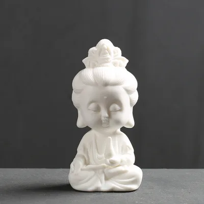 부처님 차 애완 동물 장식품 선(禪) 작은 부처님 조각상 집 장식 진열대 장식 자동차 장식품 세라믹 공예품 작은 조각상