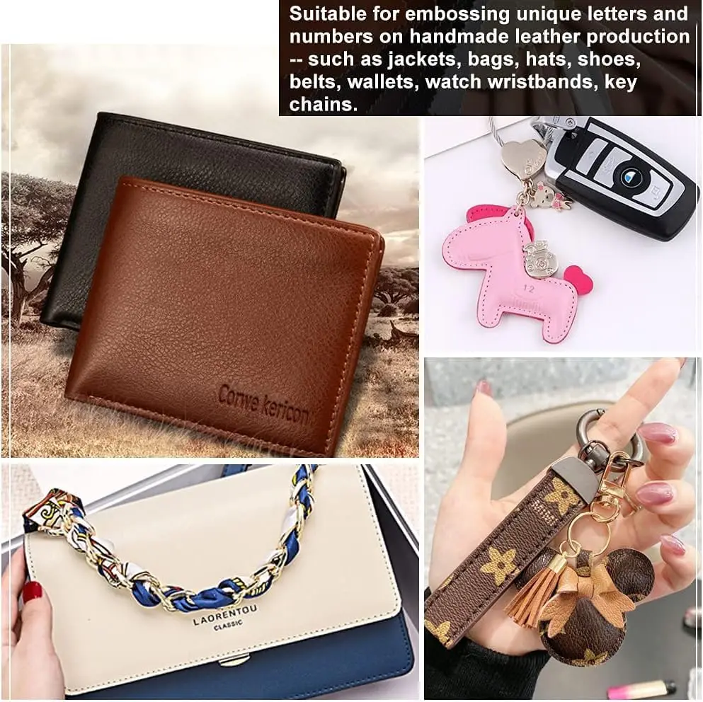 Leather Craft Stamping Tools 36pcs Leather Stamping Kit Alphabet Number Capital Letter Pattern Stamps for Clay DIY Leathercraft