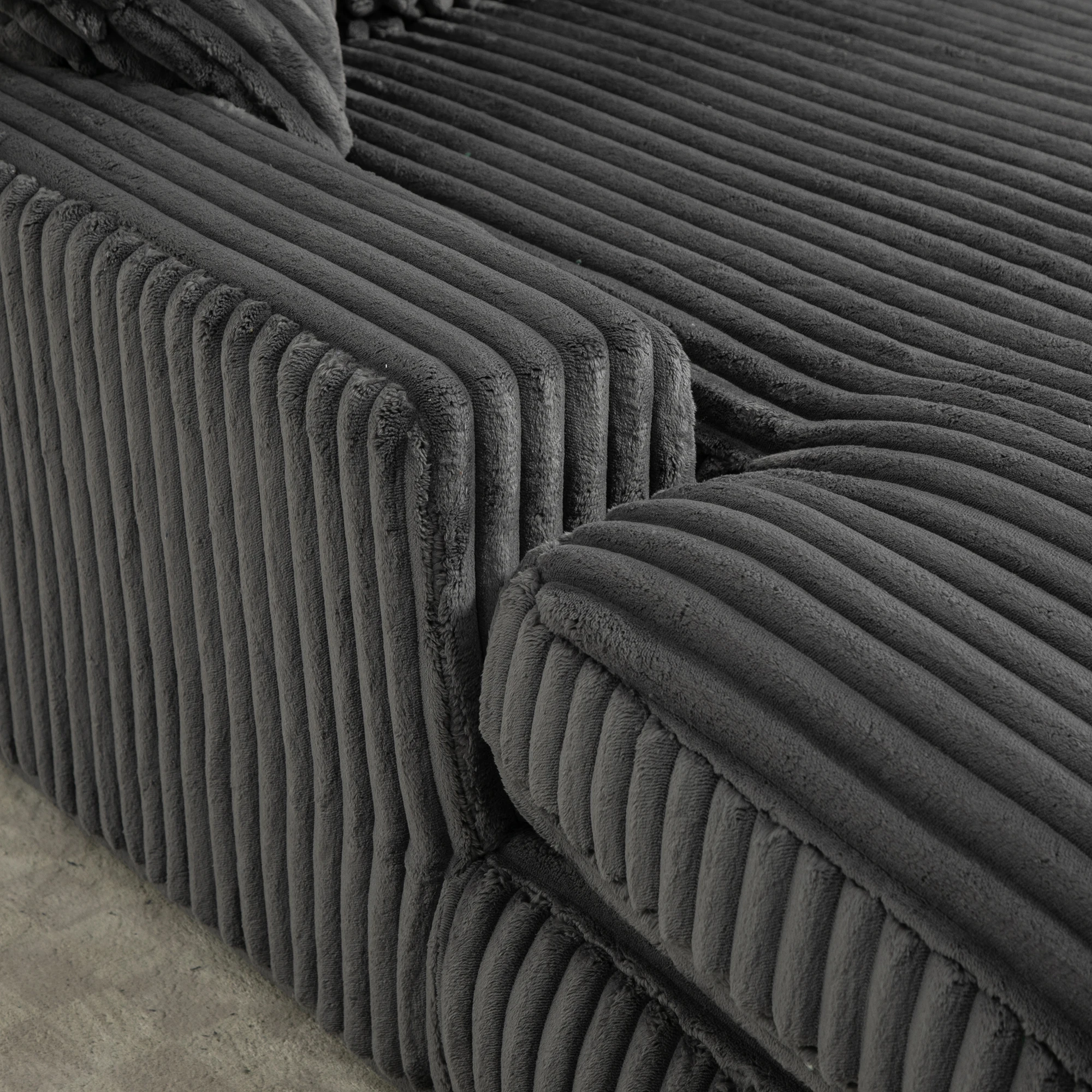 Modernes Cord-Schlafsofa Cloud Couch mit 3 weichen Kissen, bequemes Einzelsitz-Bodensofa für Wohnzimmer, Wohnung – Detail 16