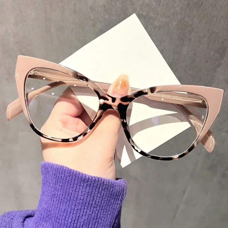 Women Glasses Frame Cat Eye Flat Mirror Retro Anti Blue Light Fashion Eyewear
