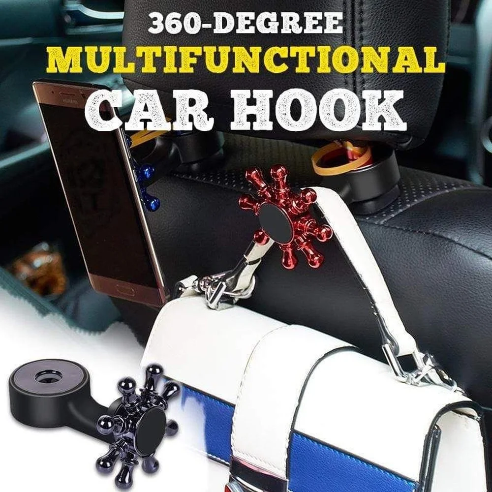 Multifunctional Car Hook 360 Degree Auto Seat Headrest Hanger Bag Hook Holder for Bag Purse Cloth Grocery Storage Au