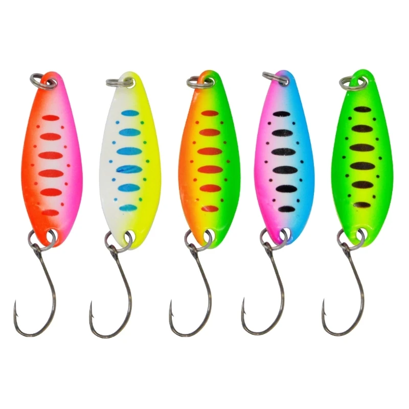 

11UE 5Pcs Metal Fishing Baits Hard Spoon Sequins Fishing Lure with Single Hook