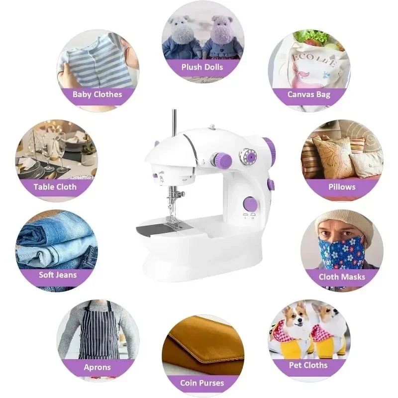 Household 202Mini Sewing Machines Handheld Sewing Machine with Light Cutter Foot Pedal Portable Night Light Sewing Machine Home 2