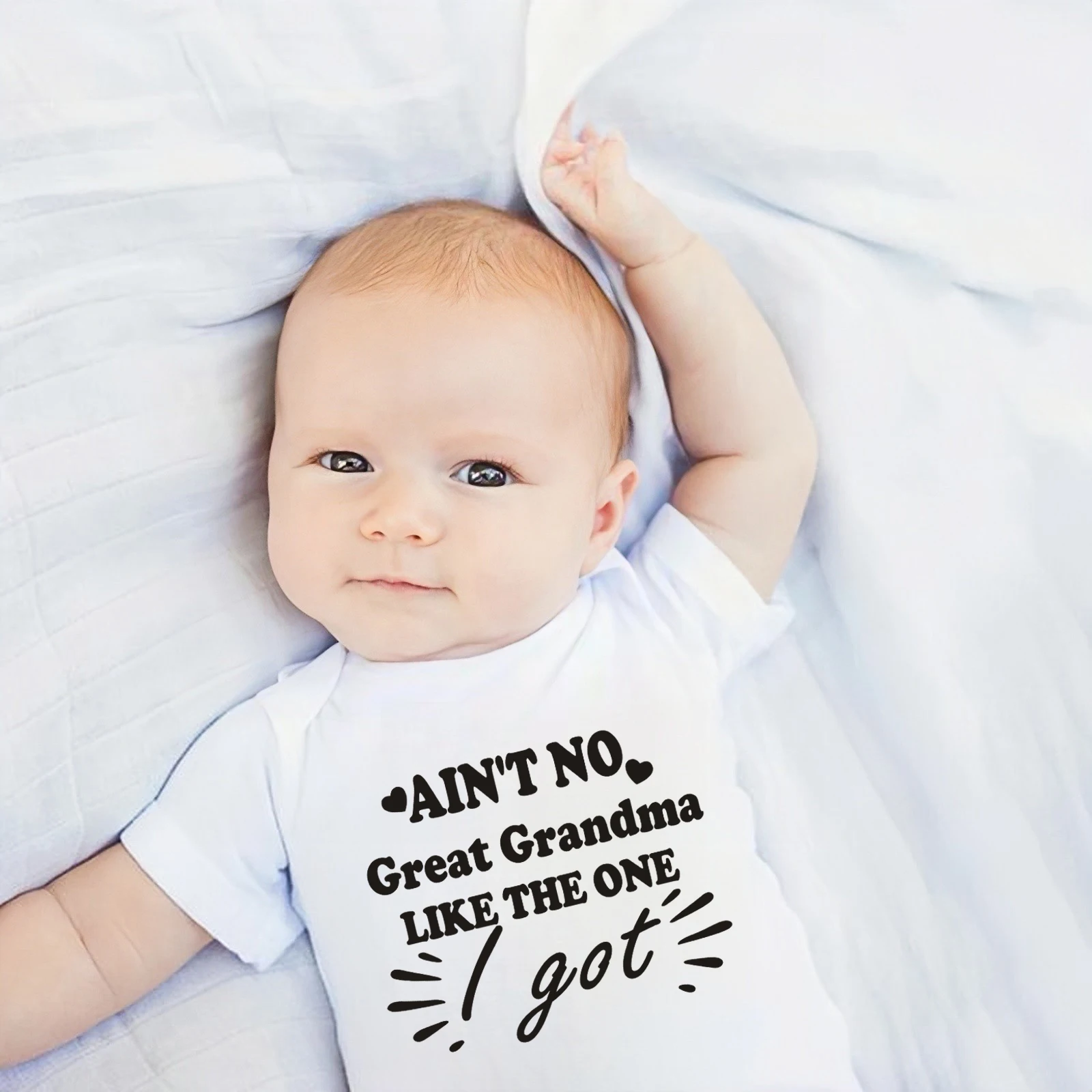 Ain't No Great Grandma Like The One Printed Baby Bodysuit Newborn Short Sleeve Clothes Toddler Boy Girl Rompers Infant Jumpsuit 2