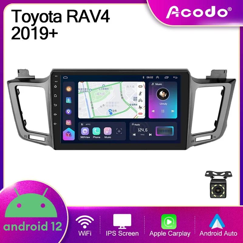 

Acodo Android 12.0 10'' Car Radio For Toyota RAV4 2012-2018 IPS Screen Carplay Auto FM Radio Wifi BT GPS SWC with Frame Stereo