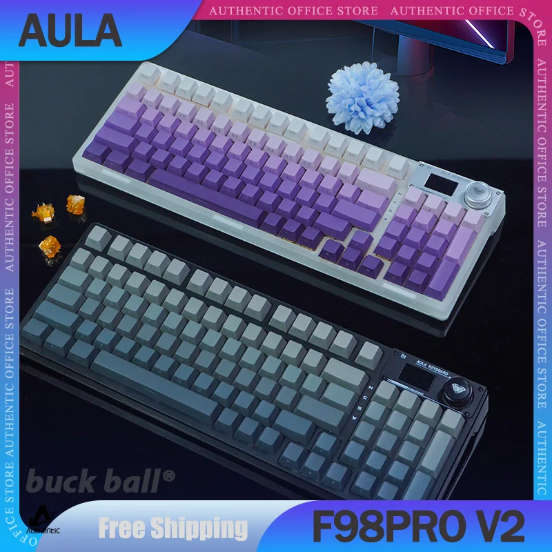 

Aula F98pro V2 Mechanical Keyboard 3Mode 2.4G Bluetooth Wireless Keyboard Hot-Swap Keycaps PBT Customization Gamer Keyboard Gift