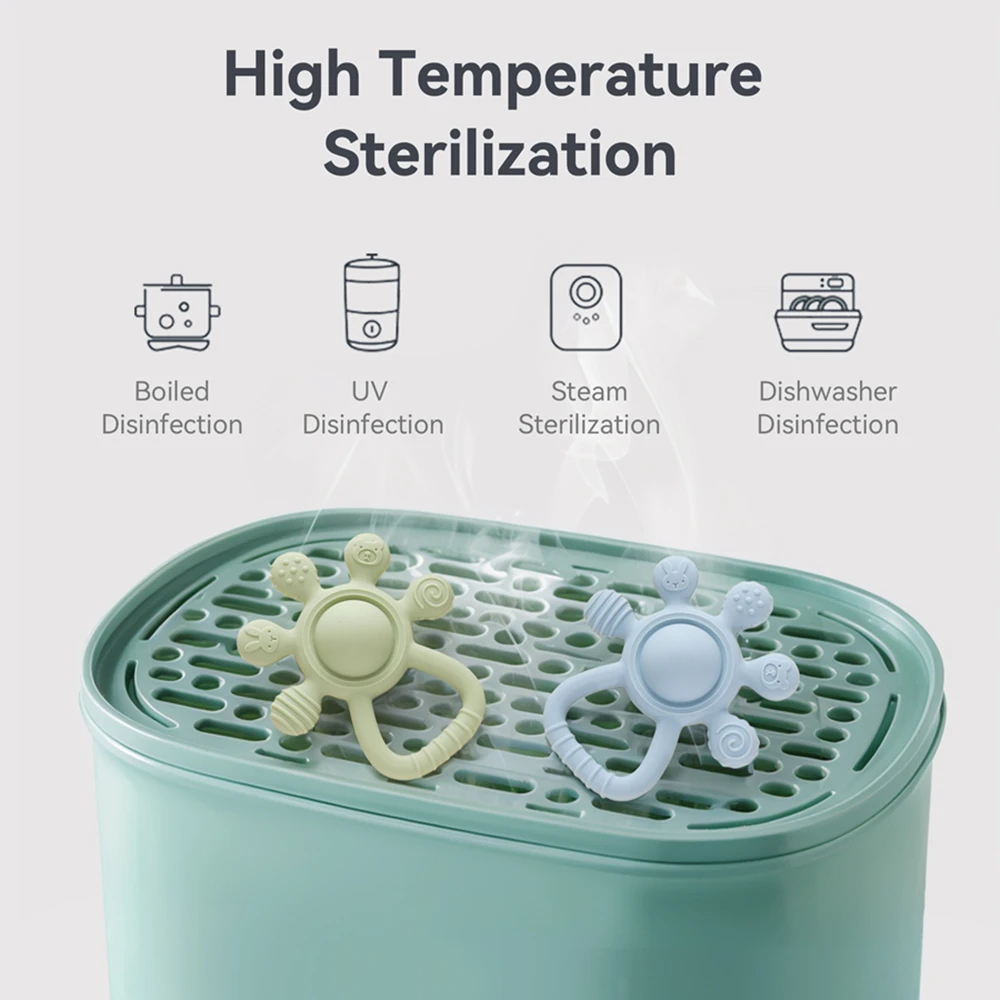 1 STÜCK Baby Silikon Beißring Pflege Zahnen Spielzeug 0 12 Monate Spielzeug BPA FREI Silikon Ring Griff für Baby Beruhigende Zahn Kauen Spielzeug – Detail 2