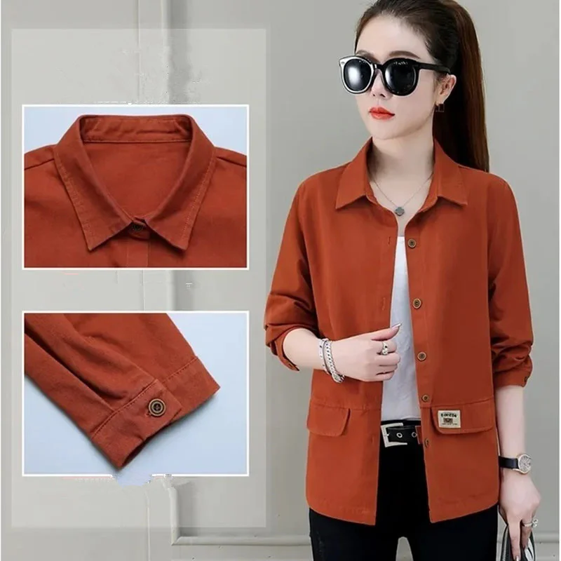

Cotton Large Coat Long Sleeve Women's Jacket Spring 2023 New Loose Lapel Collar Work Shirt Thin Spring And Autumn Top 4XL
