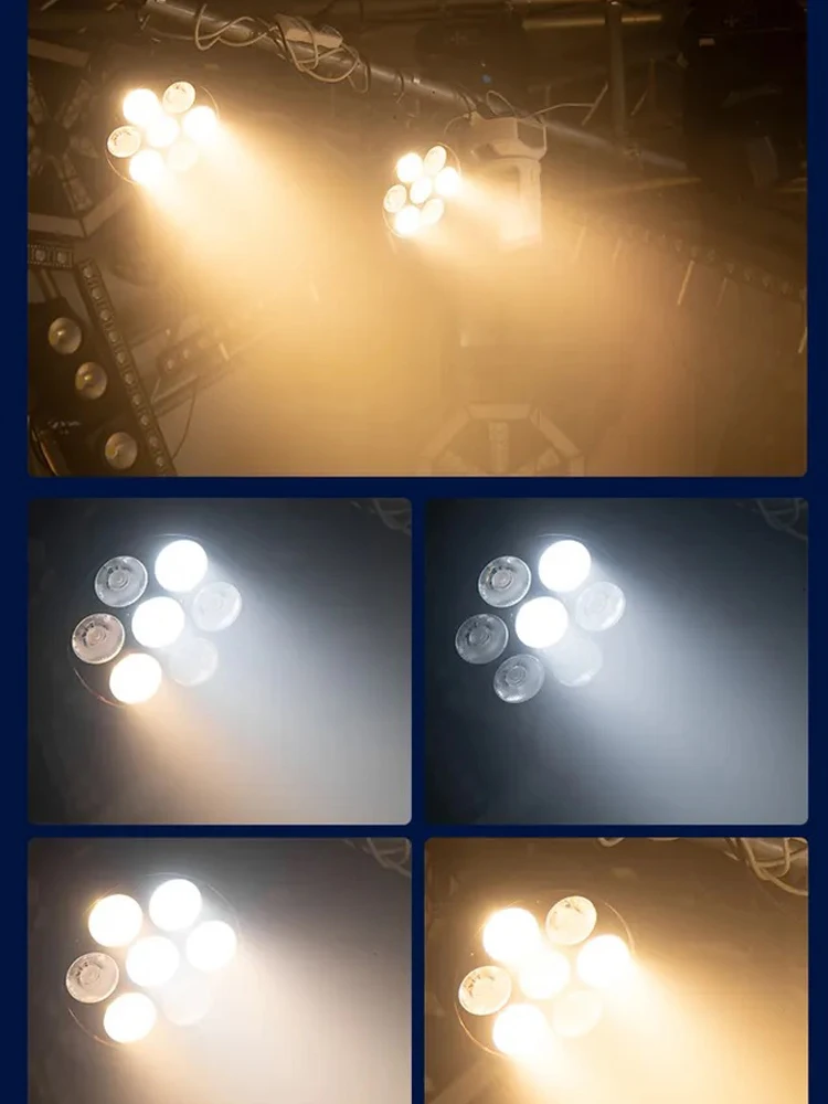High Power 7*50W LED COB Dual Color Warm White Gloss Stage Audience Par Light DM
