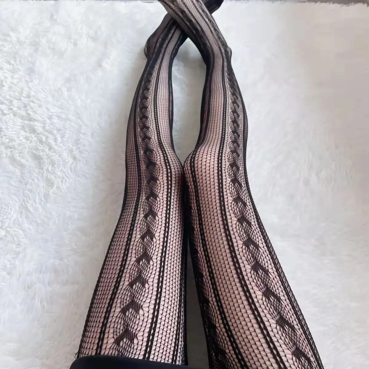 Fishnet Stockings Women Pantyhose Heart Flower Mesh Japanese Girls Lolita Ins Tights Stockings
