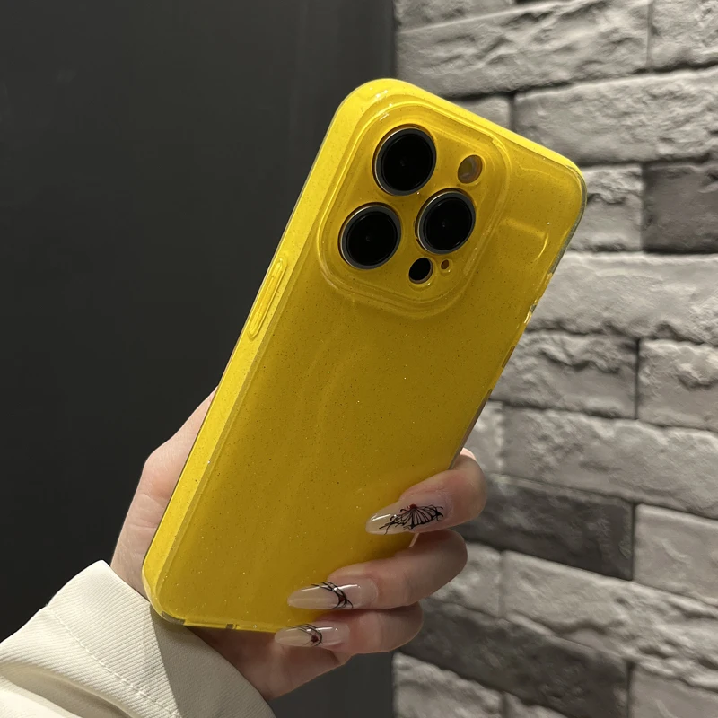 Luminous Yellow Glitter Silicone Phone Case