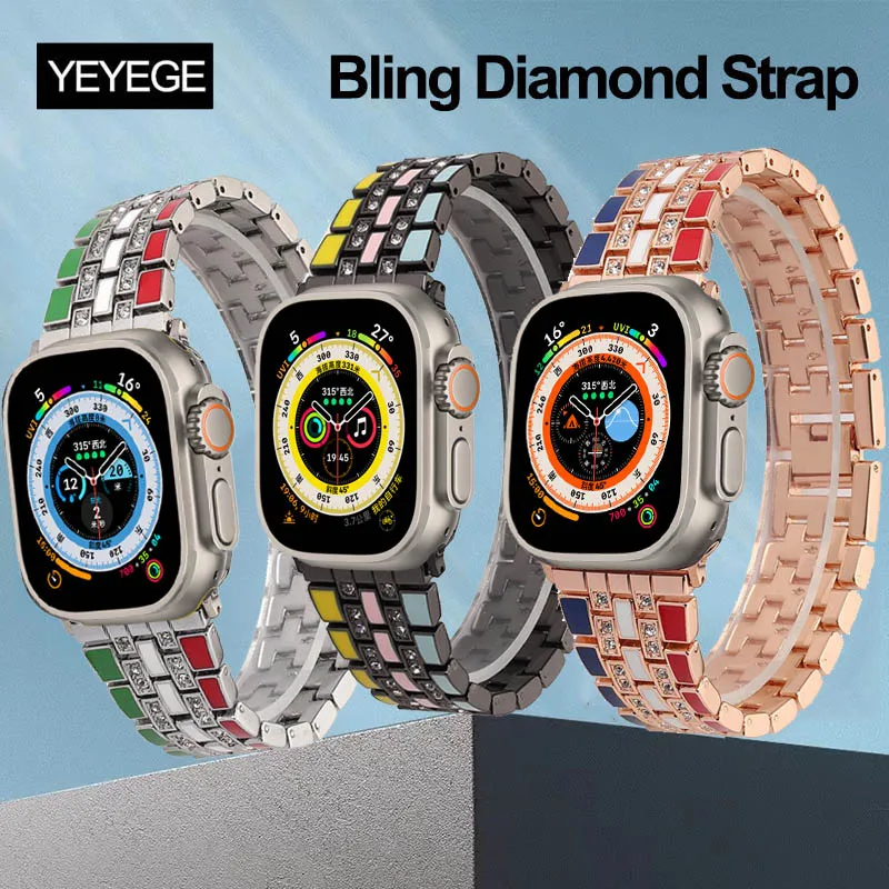 

Bling Rhinestones Women Bracelet For Apple Watch 8 7 Band 44mm 45mm 38mm 42mm 40mm 41mm Diamond Wristband For iWatch Ultra 49mm