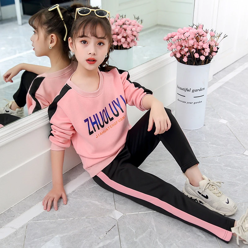 kid suits Girls Suit Sweatshirts +Pants Cotton 2Pcs/Sets 2022 Cool Spring Autumn Thicken High Quality Sports Sets Kid Baby Children Clothi baby clothes set for girl