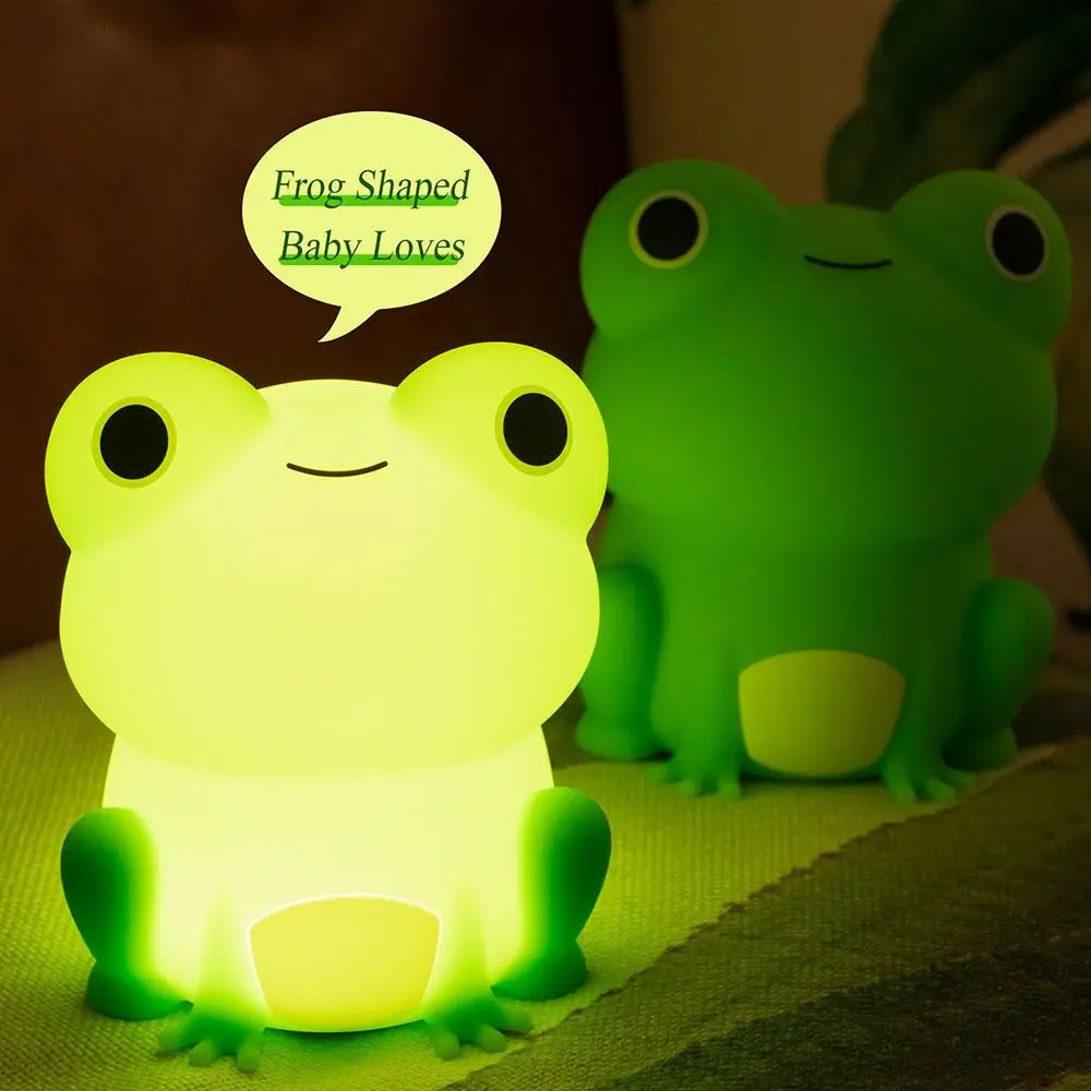 

Night Lamp for Kids Frog Soft Silicone Sleeping Night Light Dimmable Timer Rechargeable Colorful Light Room Decor Children Gifts