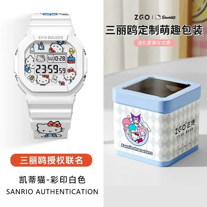 

Sanrio ZGO серии Hello Kitty водонепроницаемые светящиеся электронные часы для девочек студентов Украшенные KT подарки на день рождения