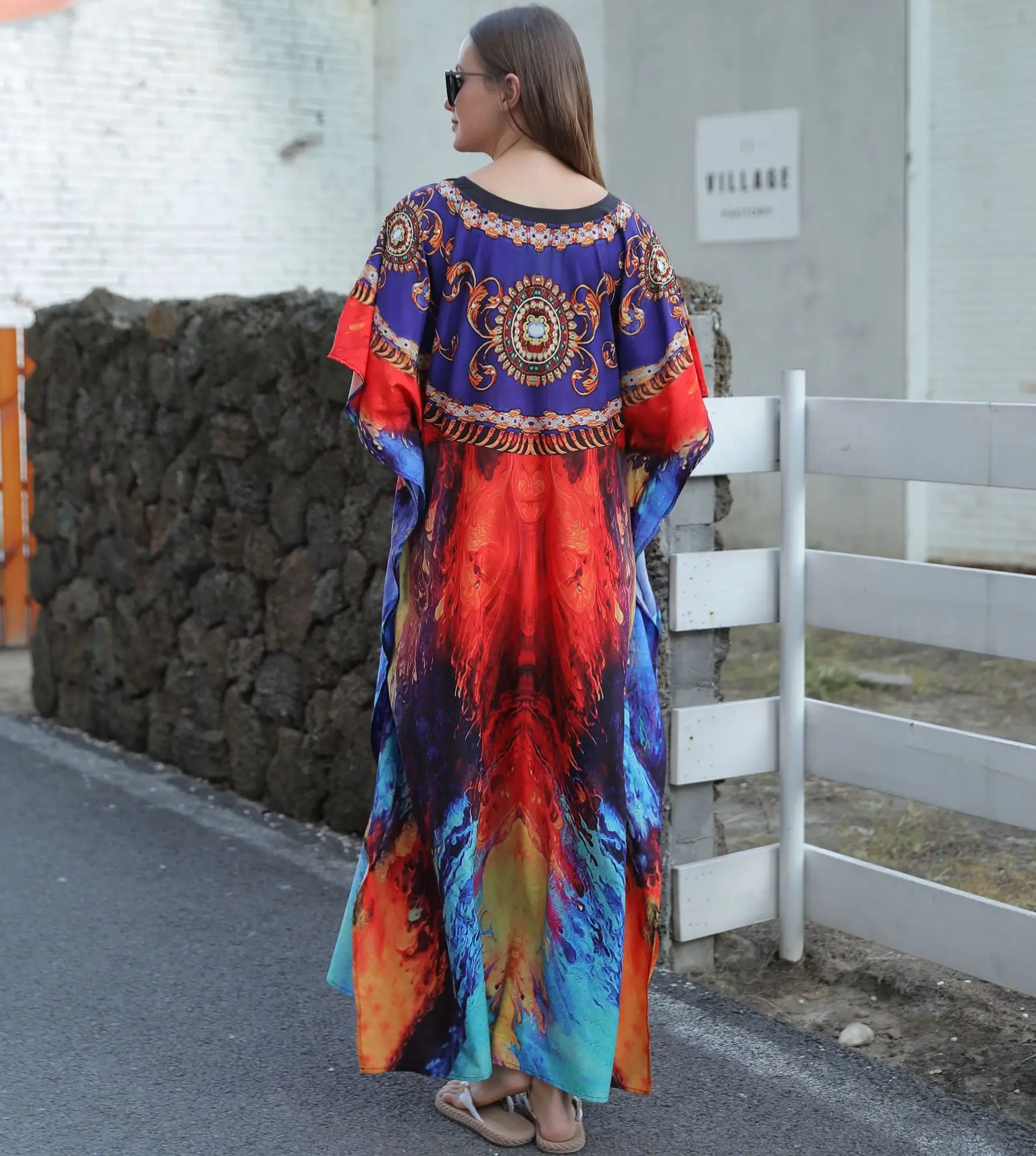 Women's Clothing Colorful Kaftan Dresses for Long Bathing Suit Cover Ups Maxi Beach Cover Ups Caftan Swimwears 2