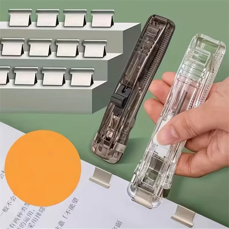 푸셔 + 추가 클립 50개, 간단한 투명 바인딩 재료 시험지 푸셔, 정리용 클립, 스낵 밀봉 클립