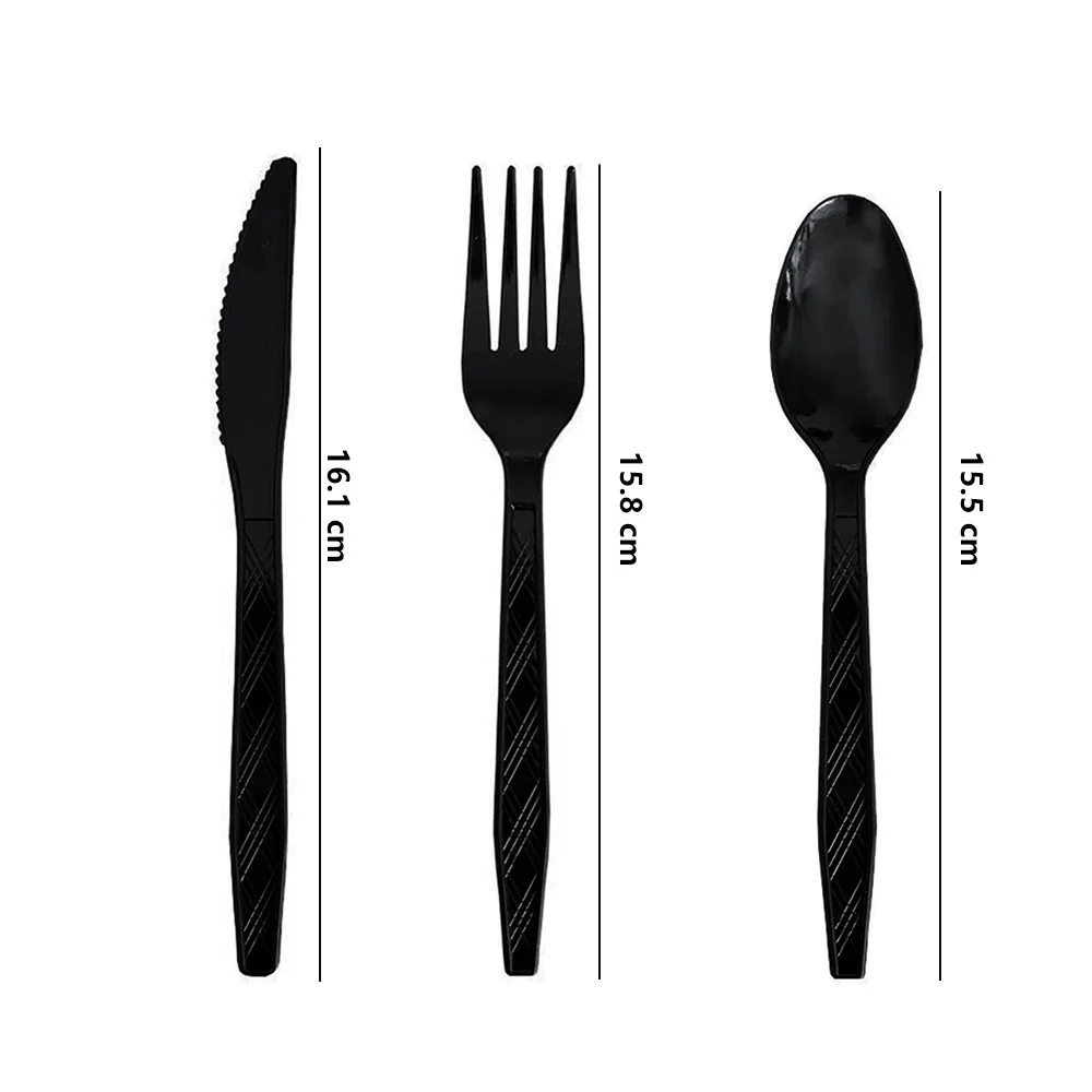 Description Picture 6 of itemSolid Color High Quality Knife Fork Spoon Set Red Pink Wedding Disposable Tableware Birthday Party Supplie Baby Shower Decoratio