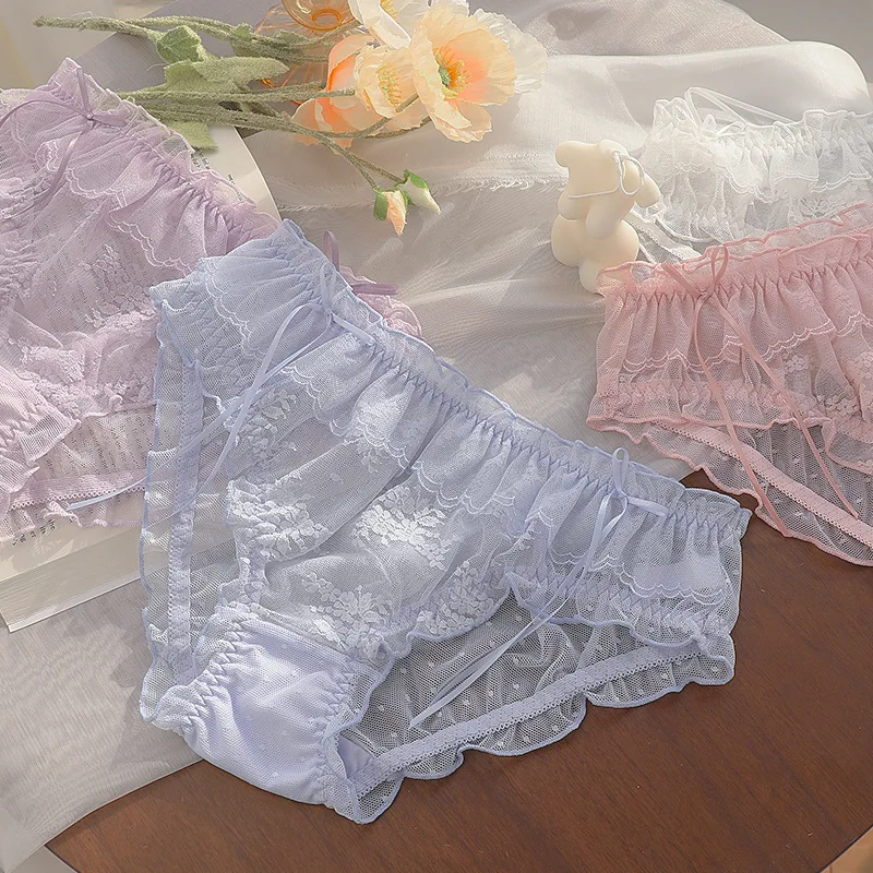 

Lace sexy underwear big size ladies 200 pounds can wear cotton file in the waist package hip triangle panties