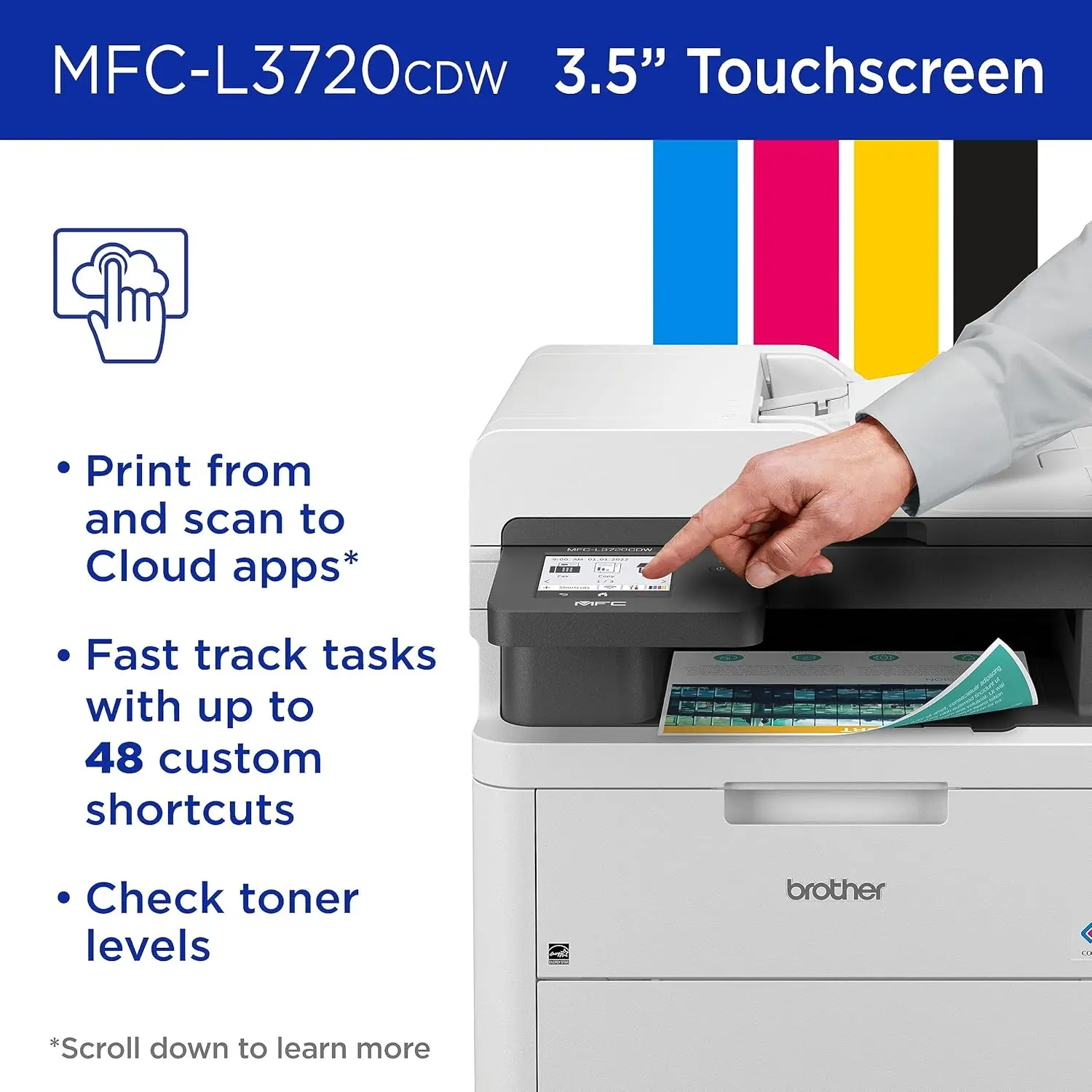 MFC-L3720CDW Wireless Digital Color All-in-One Printer with Laser Quality Output, Copy, Scan, Fax, Duplex 6
