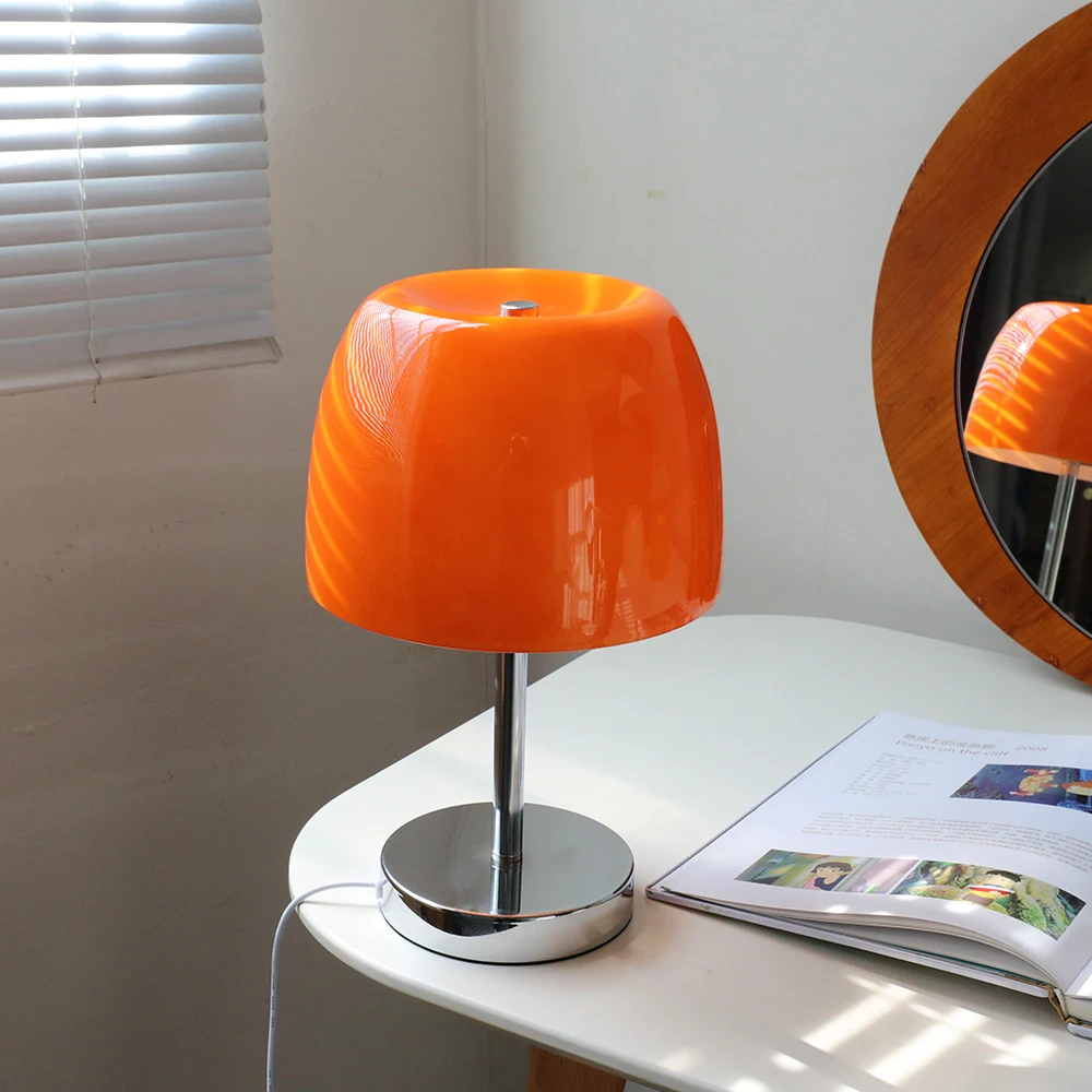 

Bauhaus Table Lamp House Quiet Warm Bedroom Bedside Lamp Medieval Glass Table Lamp Retro American Living Room Dining Room Lamp