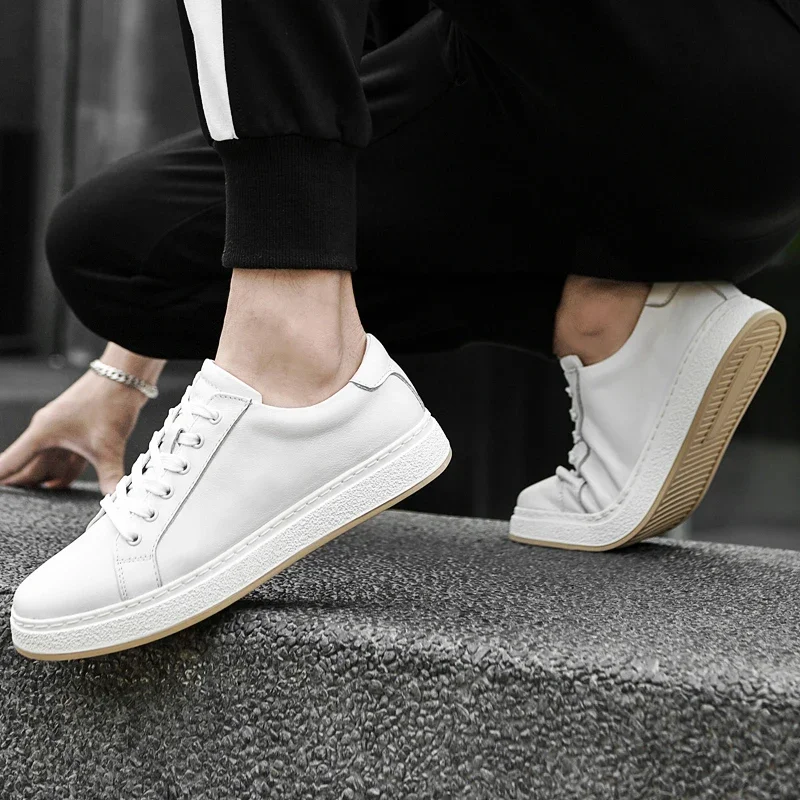 Chaussures de skate en cuir véritable – baskets casual homme_voghion.com
